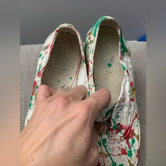 Christmas Vans Classics Sneakers Paint Splatter Christmas DIY Red Green Size 8 - Picture 2 of 13